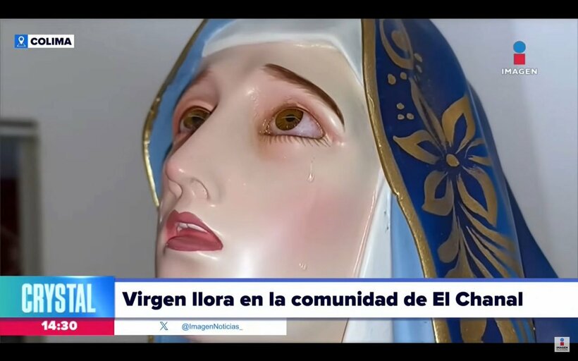 涙を流すメキシコの聖母マリア像（イマージェン・テレビジョンのユーチューブチャンネルから）