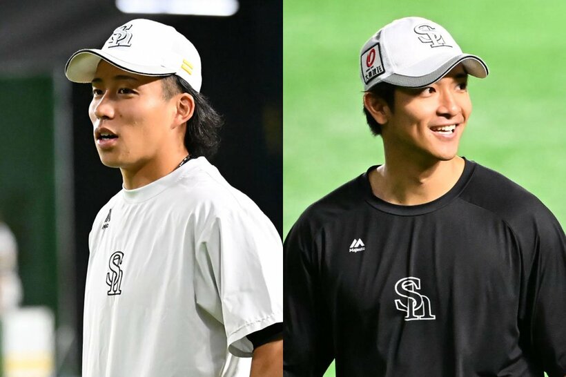 昨年はチームを救う存在となったソフトバンク・野村勇(左)と柳町達