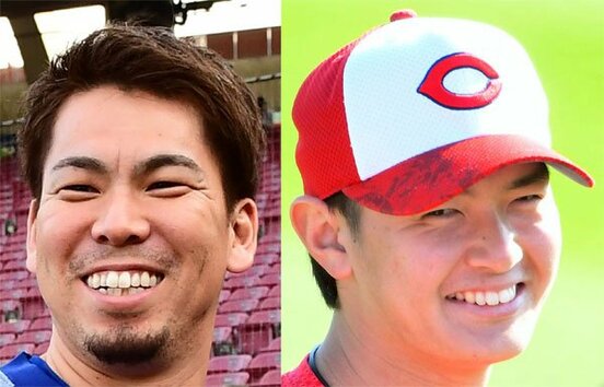  前田健太（左）と大道温貴
