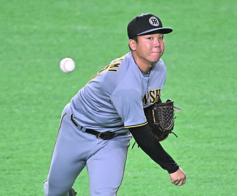 前日練習を行った阪神・村上頌樹