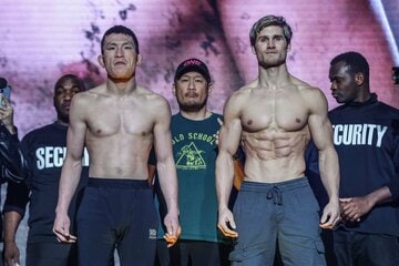 ２７日に計量をクリアした青木とノースカット(C) ONE Championship