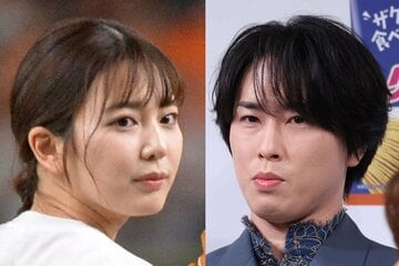 日本テレビ・黒田みゆアナ(左)と、Snow MAN・宮舘涼太