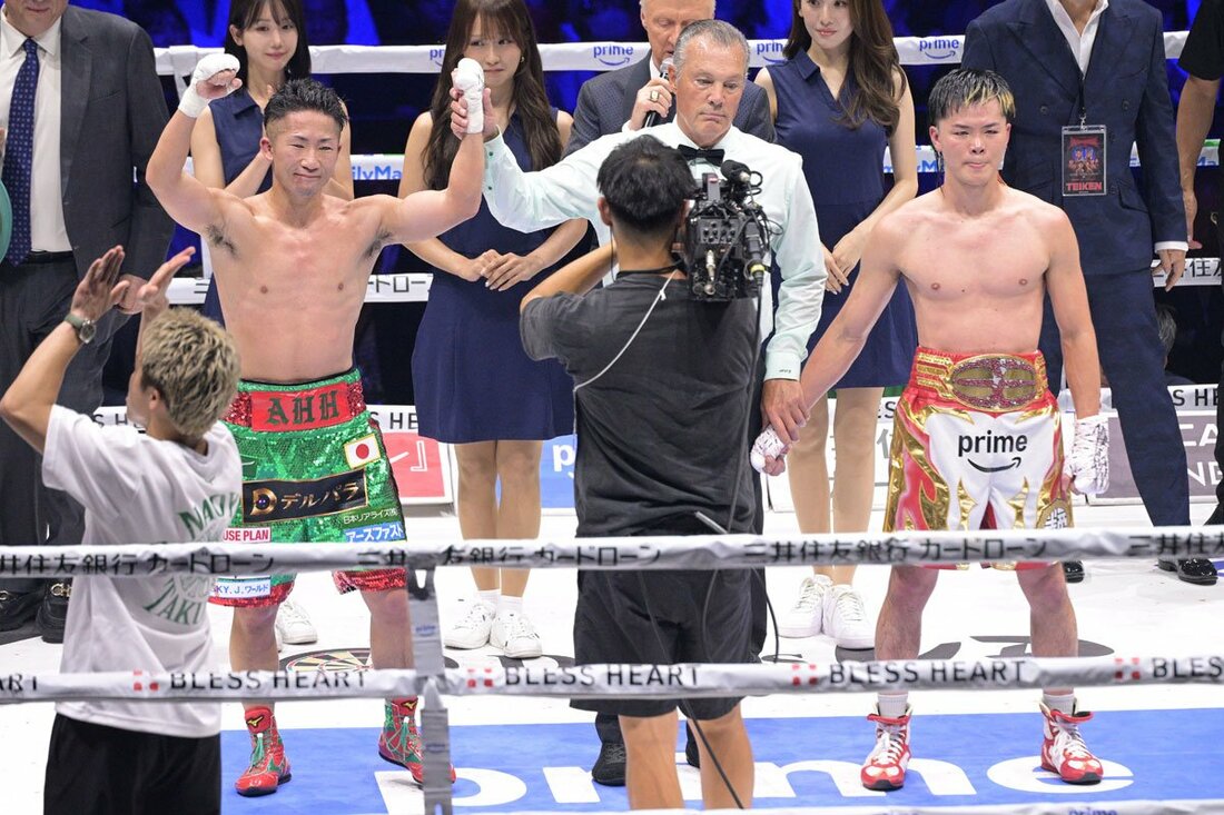 判定は3-0で井上拓真(左)に軍配が上がった