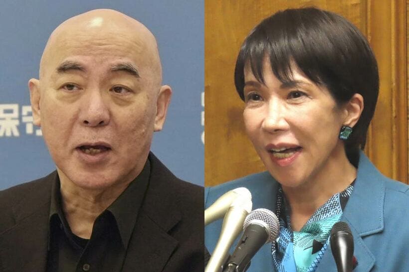 百田尚樹氏（左）と高市早苗首相