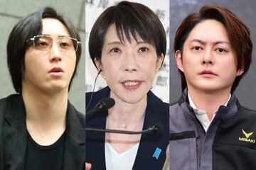（左から）溝口氏、高市首相、三崎氏