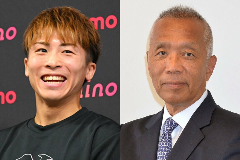 井上尚弥(左)のアラン・ピカソ戦を生観戦した石井和義氏