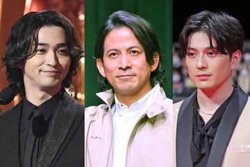 左から横浜流星、岡田准一、新田真剣佑