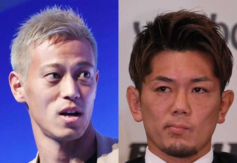  本田圭佑（左）と皇治（東スポWeb）