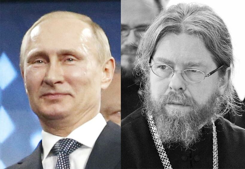 プーチン大統領（左）とティホン司教