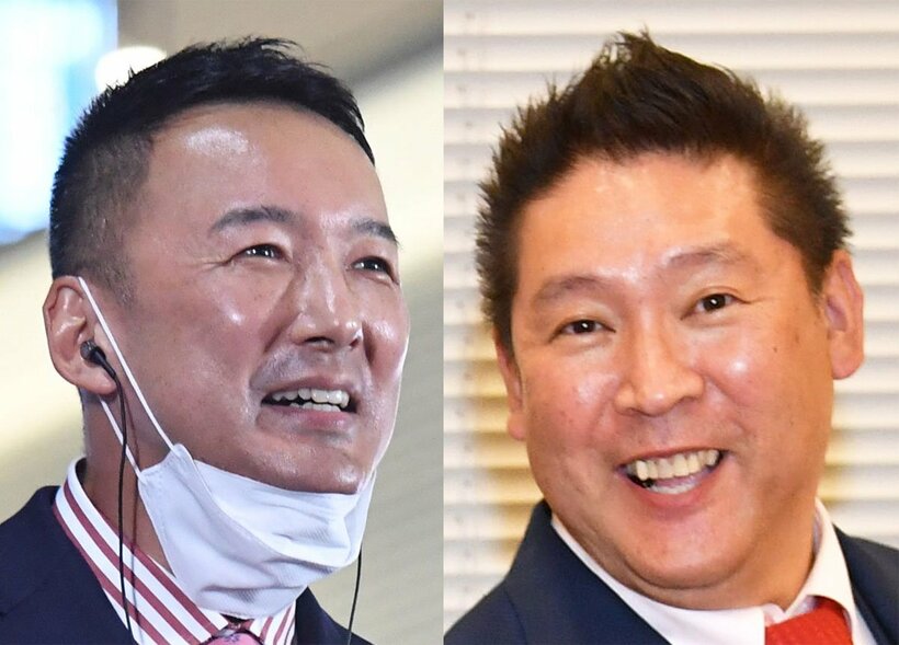 左から山本太郎氏、立花孝志氏