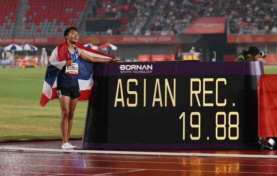 200Mで優勝したプリポル・ブーンソン（ロイター）