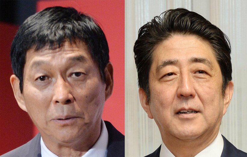  明石家さんま(左)と故安倍晋三氏（東スポWeb）