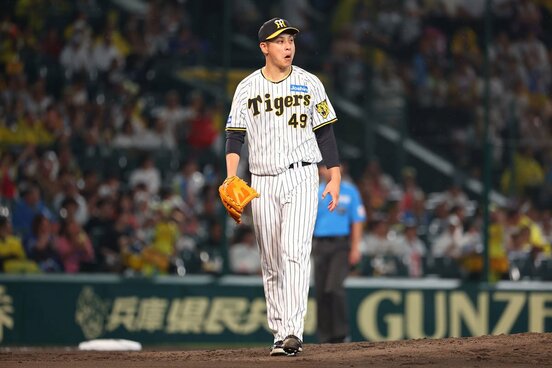 ６回、同点本塁打を打たれた阪神・大竹