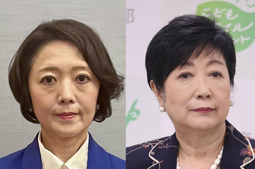 飯山陽氏（左）と小池百合子氏