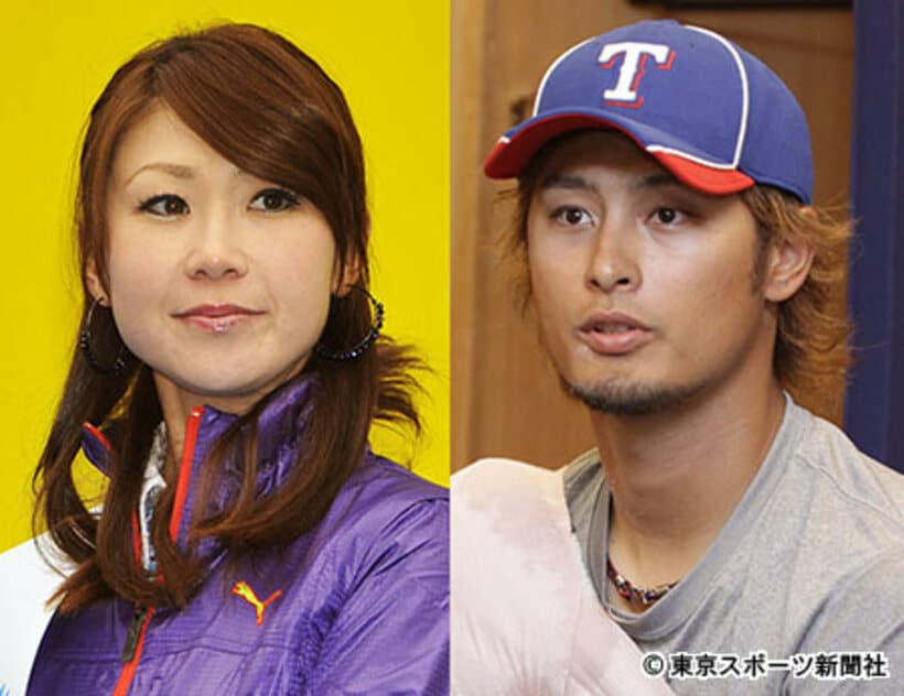 ダルビッシュ（右）と古閑美保