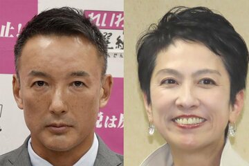 山本太郎氏（左）と蓮舫氏