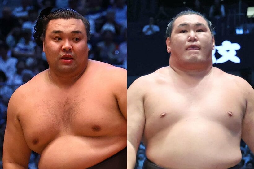 ともにモンゴル出身の大関霧島(左)と横綱豊昇龍