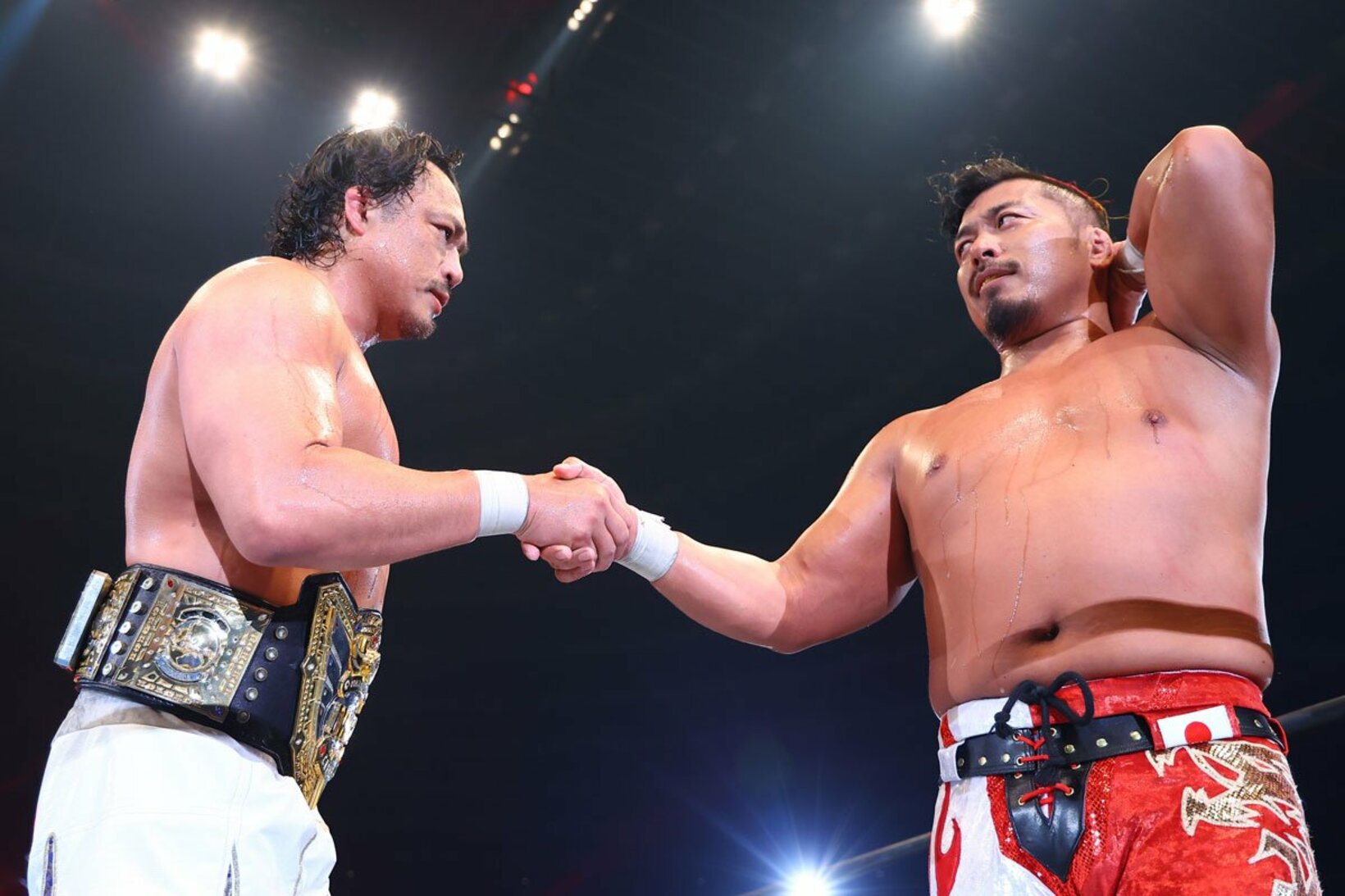 2025年　大阪城ホールで後藤洋央紀に敗れた鷹木信悟　