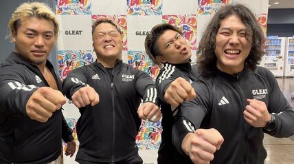 ノア勢との対戦に意気込むGLEATの(左から)田村ハヤト、河上隆一、山村武寛、ジュンジェ