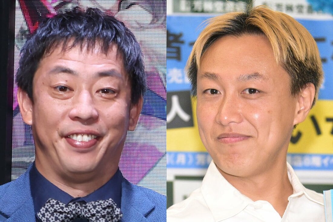 さらば青春の光・森田(左)と、お見送り芸人しんいち(右)