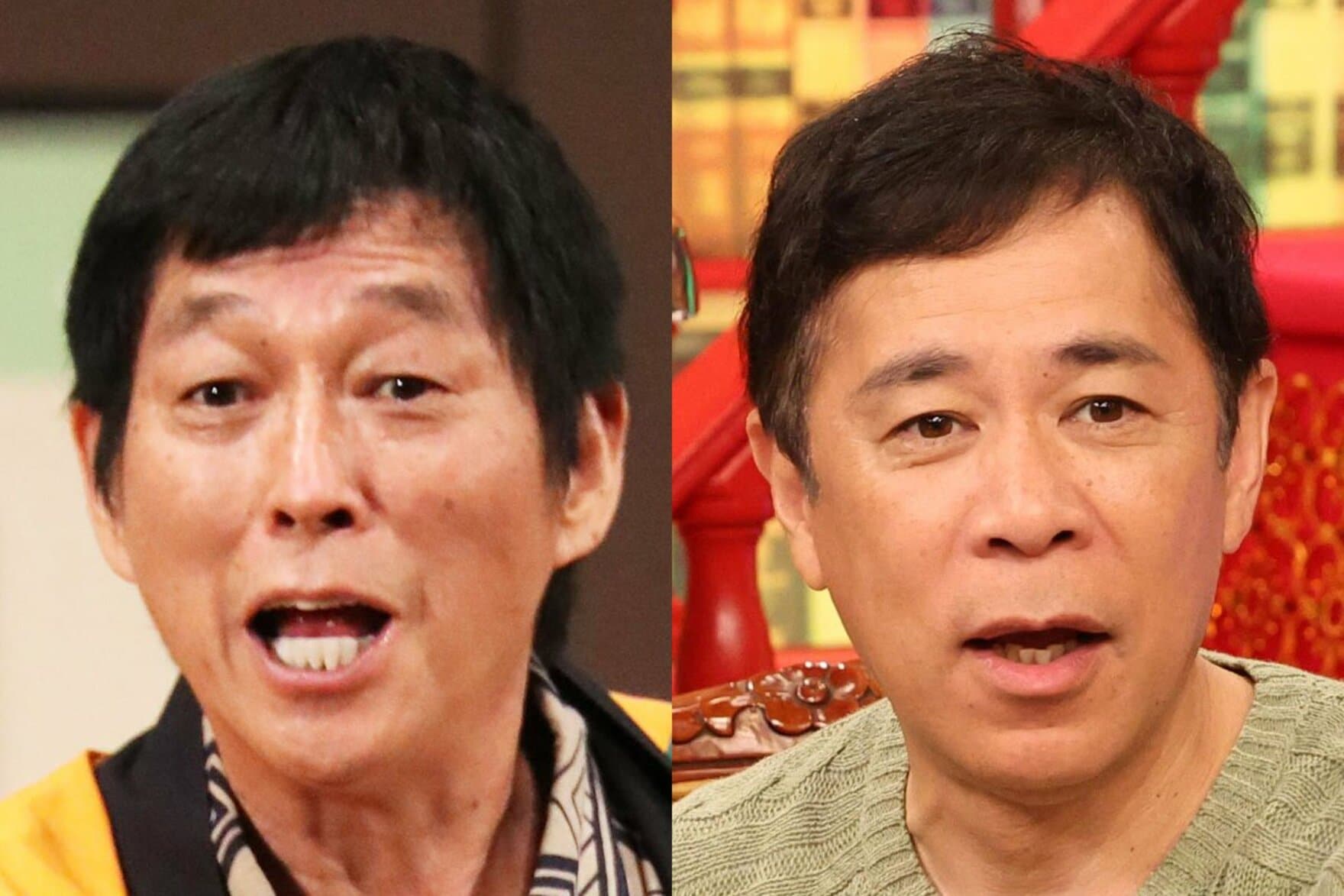 明石家さんま(左)と、ナインティナイン・岡村隆史