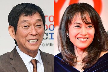 明石家さんま(左)と後藤久美子