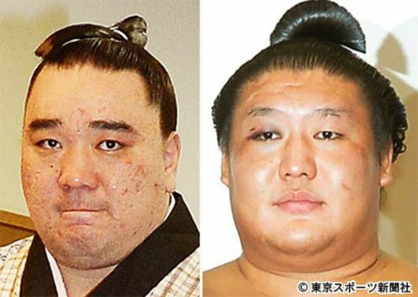  日馬富士（左）と貴ノ岩