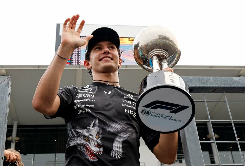 日本GPで優勝したキミ・アントネッリ（ロイター）