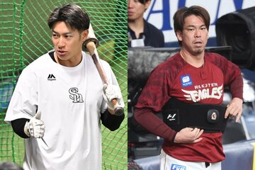 ソフトバンク・柳田悠岐(左)と、楽天・前田健太