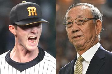 ルーカス（左）と堀内恒夫氏