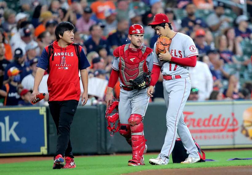  緊急降板した大谷翔平（ロイター＝USA TODAY Sports）