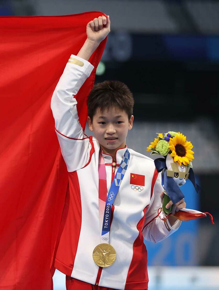  東京五輪女子高飛び込みで金メダルを獲得した中国の天才少女・全紅嬋（ロイター）