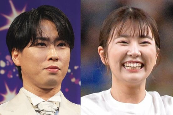 Ｓｎｏｗ　Ｍａｎ・宮舘涼太（左）と黒田みゆアナウンサー