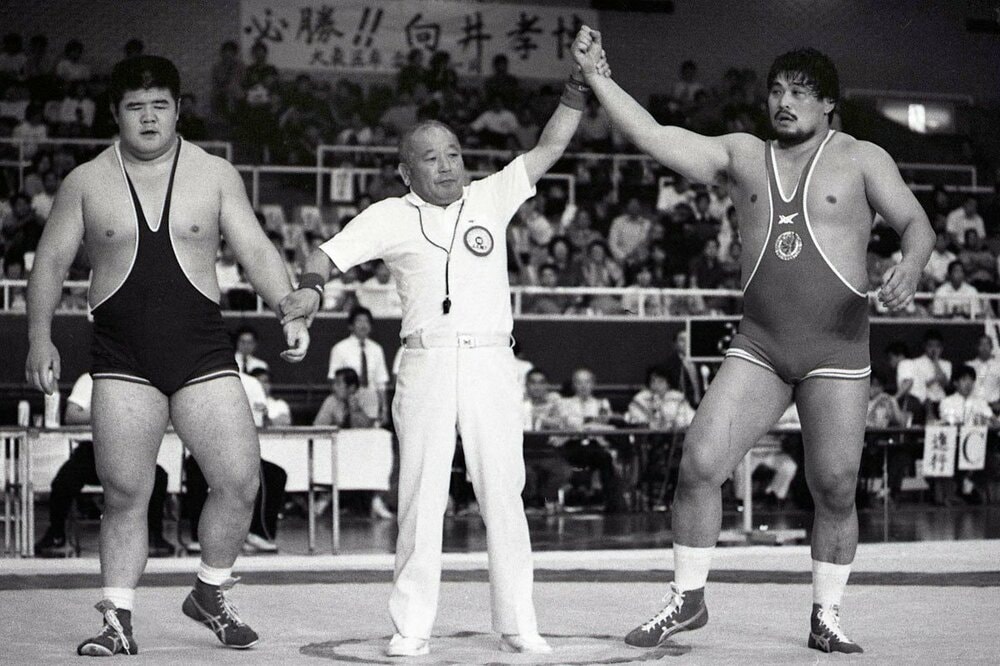 レスリング全日本選手権フリースタイル130キロ級で優勝した谷津嘉章（86年6月）