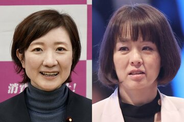 れいわ新選組の大石晃子衆院議員(左)と、自民党から出馬となる杉田水脈氏