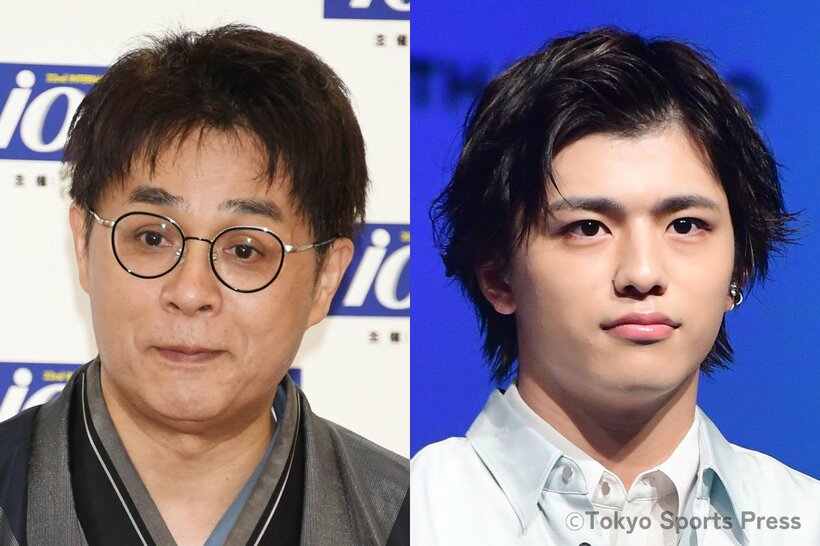 立川志らく(左)と、timeleszの篠塚大輝