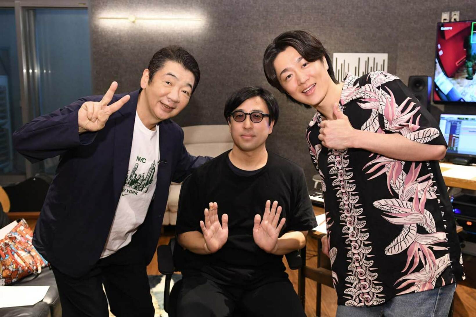 （左から）宮根誠司、ヤマモトショウ氏、真田ナオキ