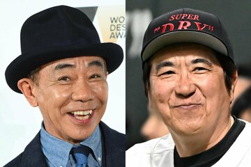 とんねるずの木梨憲武(左)と、療養中の石橋貴明