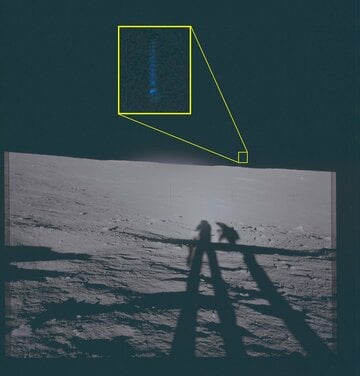 アポロ12号の着陸地点から見た月面を写した画像（国防総省から）