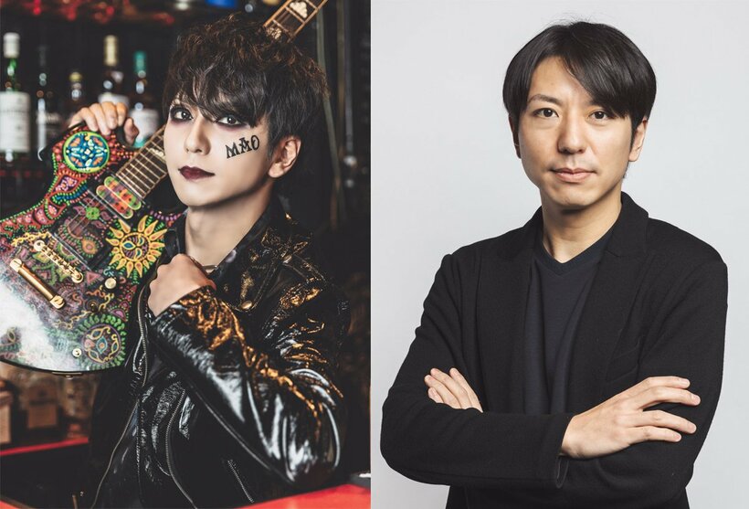 ヴィジュアル系メークの六川氏（右は素顔）