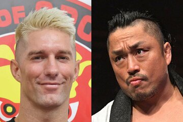 ザック・セイバーJr.(左）と後藤洋央紀