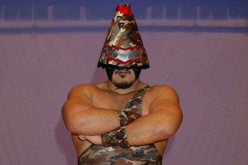 九州プロレス設立時から参戦する阿蘇山。生年月日は不明だ