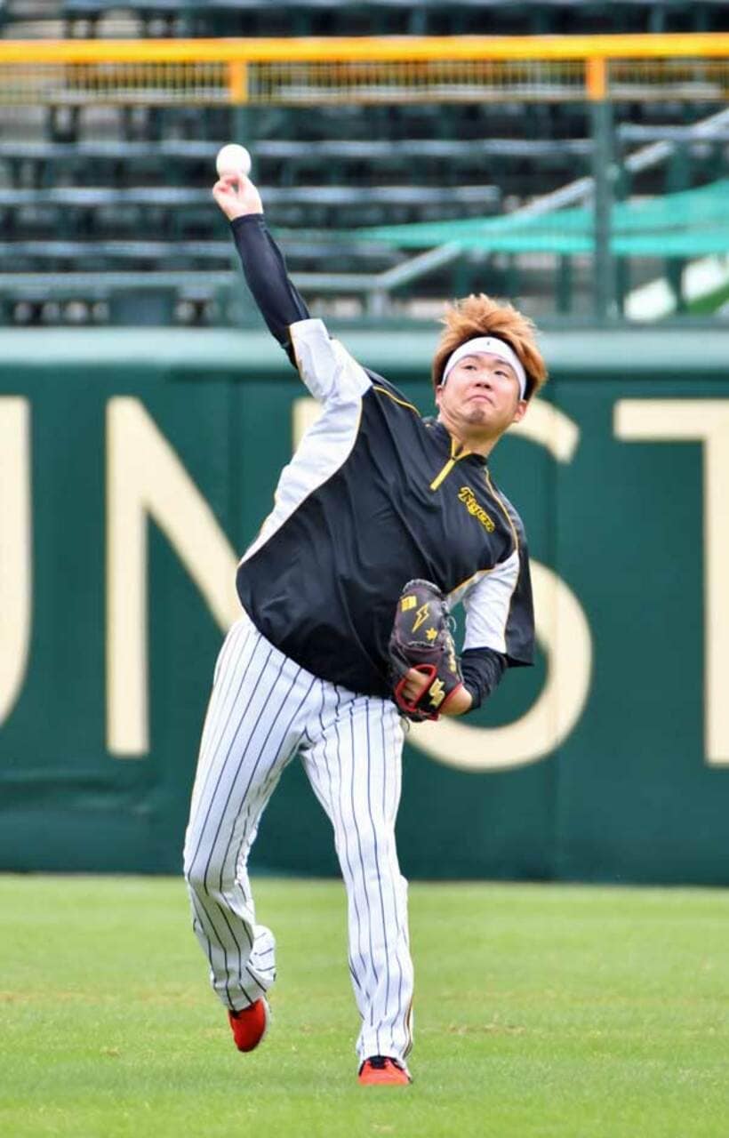  ヤクルト戦の登板に向け汗を流す西勇輝