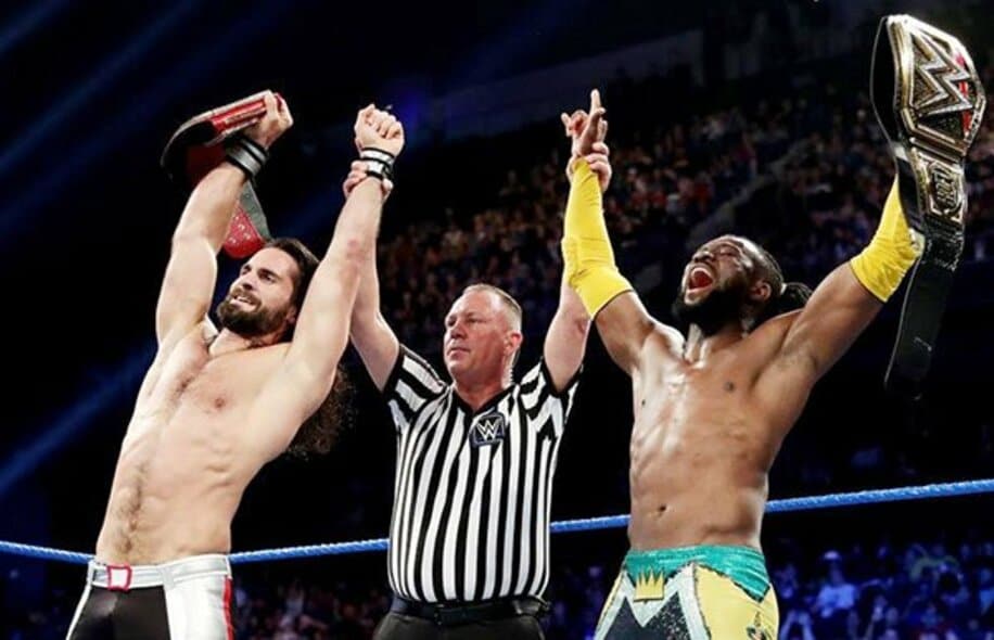  セス・ロリンズとコフィ・キングストン（右）　（Ｃ）2019 WWE, Inc. All Rights Reserved.