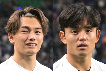 上田綺世（左）と久保建英