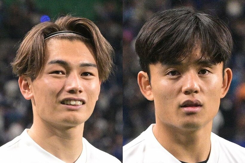 上田綺世（左）と久保建英