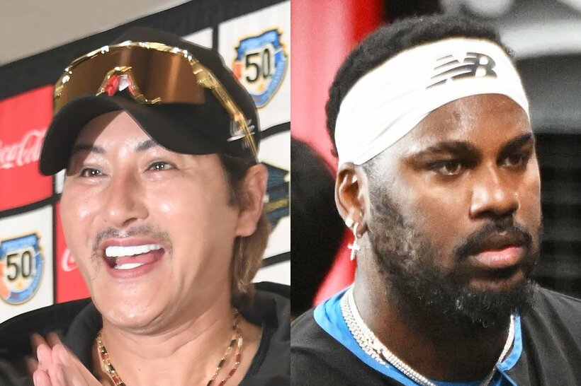 日本ハム・新庄監督(左)と助っ人野手レイエス