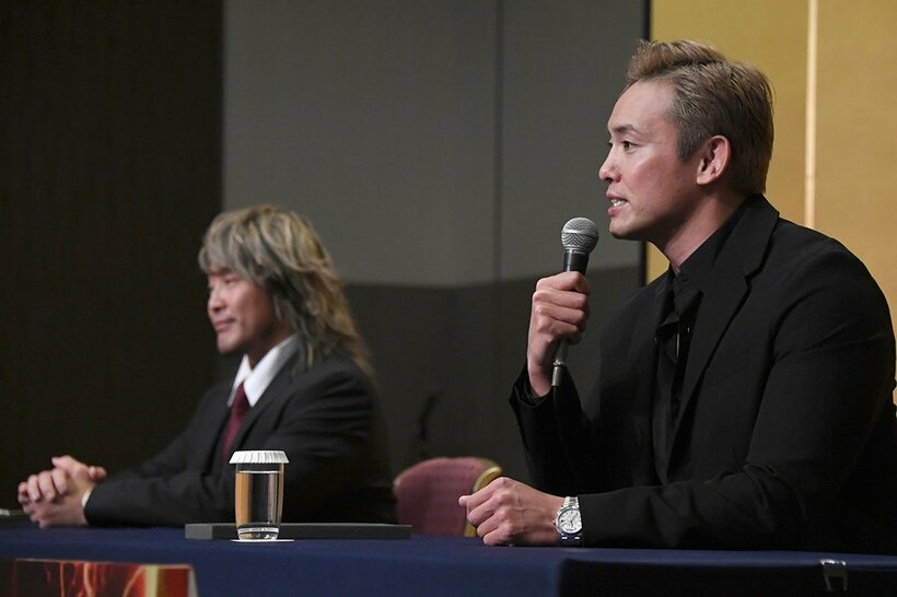 会見で棚橋戦への決意を語ったオカダ・カズチカ