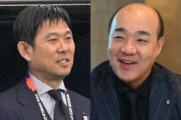 （左から）森保監督、西村社長