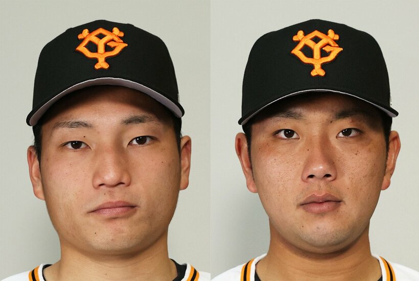  巨人育成の山崎友輔(左)と前田研輝